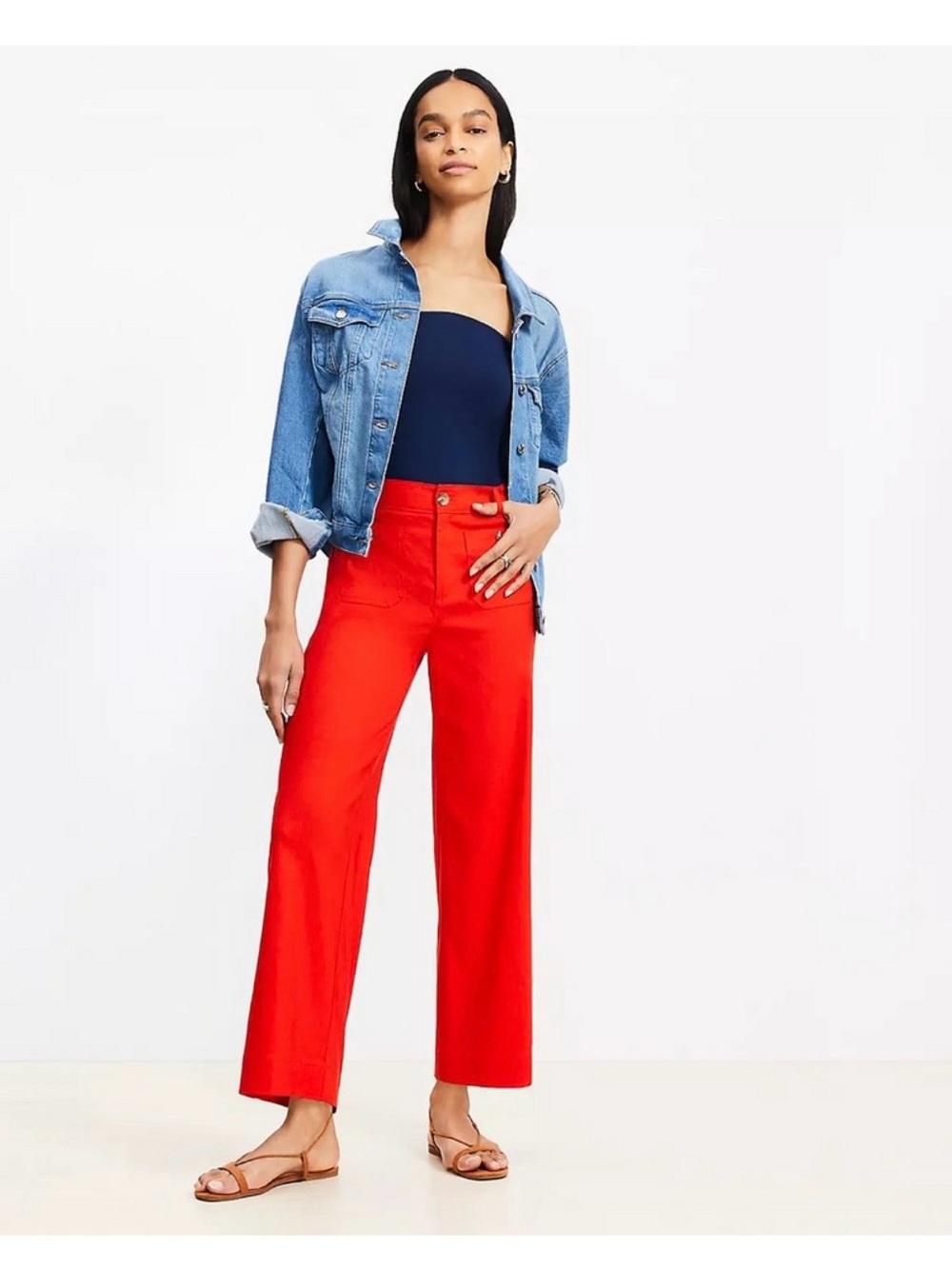 LOFT Red Wide-Leg Pants